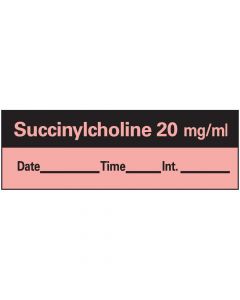 Anesthesia Tape with Date, Time, and Initial Removable Succinylcholine 20 mg/ml 1" Core 1/2" x 500" Imprints Fl. Red 333 500 Inches per Roll