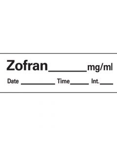 Anesthesia Tape with Date, Time & Initial (Removable) Zofran mg/ml Date 1/2" x 500" - 333 Imprints - White - 500 Inches per Roll