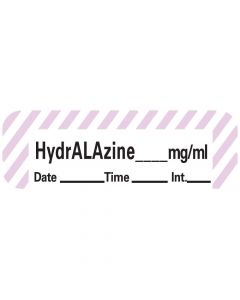 Anesthesia Tape with Date, Time & Initial (Removable) Hydralazine mg/ml 1/2" x 500" - 333 Imprints - White with Violet - 500 Inches per Roll