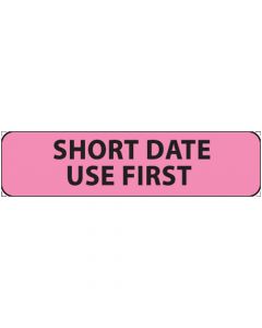 Label Paper Removable Short Date Use, 1" Core, 1 1/4" x 5/16", Fl. Pink, 760 per Roll