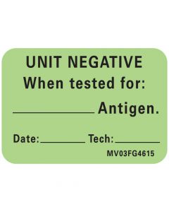 Lab Communication Label (Paper, Removable) Unit Negative When 1 7/16"x1 Fluorescent Green - 666 per Roll