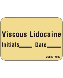 Label Paper Removable Viscous Lidocaine, 1" Core, 1 7/16" x 1", Tan, 666 per Roll