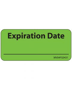 Label Paper Removable Expiration Date, 1" Core, 2 1/4" x 1", Fl. Green, 420 per Roll