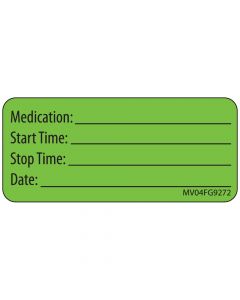 Label Paper Removable Medication: Start, 1" Core, 2 1/4" x 1", Fl. Green, 420 per Roll