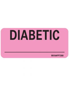 Label Paper Removable Diabetic, 1" Core, 2 1/4" x 1", Fl. Pink, 420 per Roll