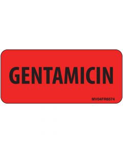 Label Paper Permanent Gentamicin 1" Core 2 1/4"x1 Fl. Red 420 per Roll