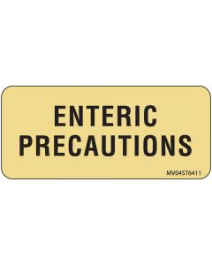 Label Paper Removable Enteric Precautions, 1" Core, 2 1/4" x 1", Tan, 420 per Roll