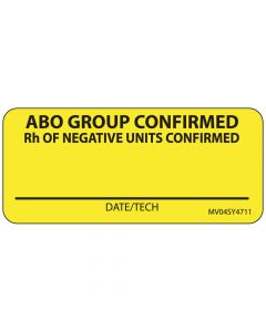 Label Paper Permanent ABO Group Confirmed 1" Core 2 1/4"x1 Yellow 420 per Roll