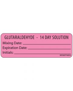 Label Paper Removable Glutaraldehyde - 1"4 1 Core 2 15/16" x 1", Fl. Pink, 333 per Roll