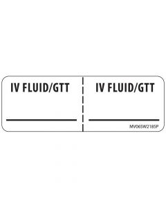 Label Paper Permanent IV Fluid/GTT: 1" Core, 2 15/16" x 1, White, 333 per Roll