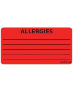 Label Paper Permanent Allergies 1" Core 2 15/16"x1 1/2" Fl. Red 333 per Roll