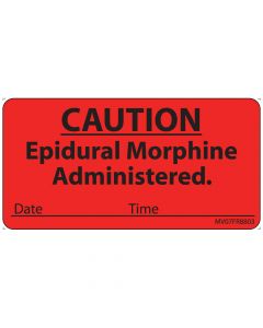 Label Paper Permanent Caution Epidural 1" Core 2 15/16"x1 1/2" Fl. Red 333 per Roll