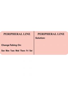 IV Label Paper Permanent Peripheral Line 1" Core 2 15/16"x1 Pink 500 per Roll