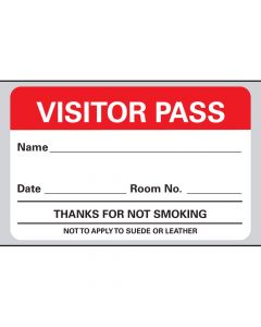 Visitor Pass Label Paper, Removable "Visitor Pass" 2-3/4" x 1-3/4" White with Red, 500 per Roll, 2 Rolls per Box