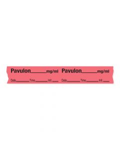 Anesthesia Tape with Date, Time & Initial (Removable) Pavulon mg/ml 1/2" x 500" - 333 Imprints - Fluorescent Red - 500 Inches per Roll