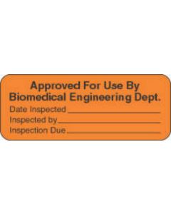 Label Paper Removable Approved For Use 2 1/4" x 7/8", Fl. Orange, 1000 per Roll