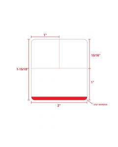 Direct Thermal Label, Epic Compatible, Paper, 2" x 1-15/16", White with Red Border, 3" Core, 2700 per roll, 6 roll per box