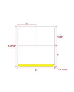 Direct Thermal Label, Epic Compatible, Paper, 2" x 1-15/16", Yellow Stripe, 3" Core, 2700 per roll, 6 rolls per box