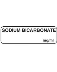 Anesthesia Label (Paper, Permanent) Sodium Bicarbonate 1 1/4" x 3/8" White - 1000 per Roll