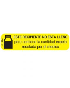 Communication Label (Paper, Permanent) Este Recipiente No 1 9/16" x 3/8" Yellow - 500 per Roll, 2 Rolls per Box