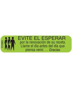 Communication Label (Paper, Permanent) Evite Esperar 1 9/16" x 3/8" Green - 500 per Roll, 2 Rolls per Box