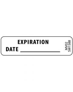 Label Paper Removable Expiration Date, 1" Core, 1 7/16" x 3/8", White, 666 per Roll