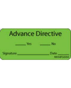 Label Paper Removable Advance Directive, 1" Core, 2 1/4" x 1", Fl. Green, 420 per Roll