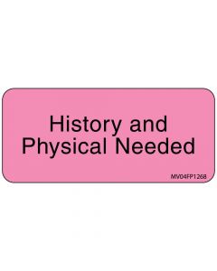 Label Paper Removable History and Physical, 1" Core, 2 1/4" x 1", Fl. Pink, 420 per Roll