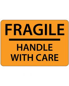 Communication Label (Paper, Removable) Fragile Handle With 2" 15/16" x 2 Fluorescent Orange - 333 per Roll