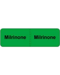 Label Paper Permanent Milrinone:milrinone 2 7/8" x 7/8", Green, 1000 per Roll