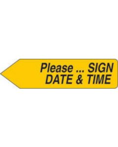 Spee-D-Point™ Flags & Tags "Please...Sign, Date & Time" Yellow Removable 9/16" x 2-1/4", 150 per Pack