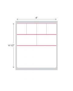 Direct Thermal Label, Paper, Permanent, 4" x 4 1/2", 1" Core, White with Pink Border, 4 rolls of 500 labels