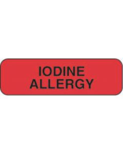 Label Paper Permanent Iodine Allergy, 1 1/4" x 3/8", Fl. Red, 1000 per Roll