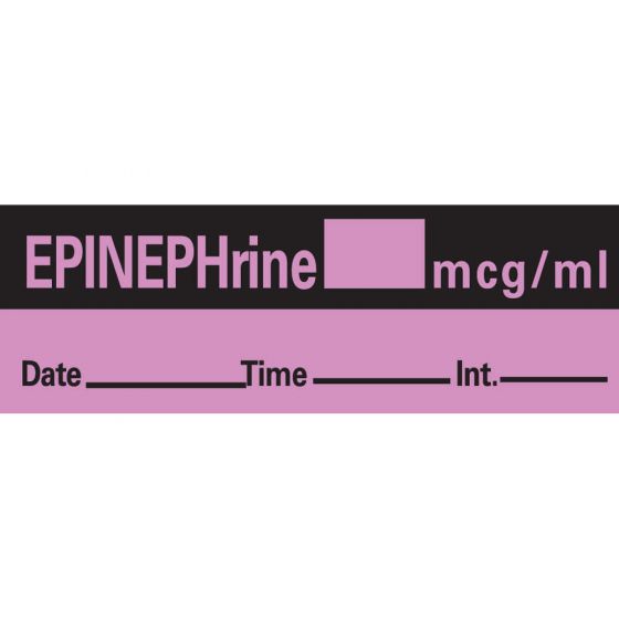 Anesthesia Tape with Date, Time & Initial (Removable) Epinephrine mcg/ml 1/2" x 500" - 333 Imprints - Violet - 500 Inches per Roll