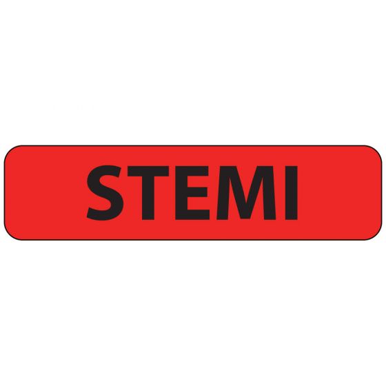 Label Paper Permanent STEMI, 1" Core, 1 1/4" x 5/16", Fl. Red, 760 per Roll