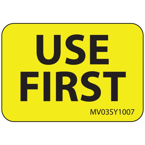 Label Paper Permanent Use First, 1" Core, 1 7/16" x 1", Yellow, 666 per Roll