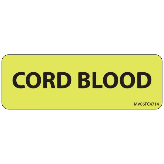 Label Paper Removable Cord Blood, 1" Core, 2 15/16" x 1", Fl. Chartreuse, 333 per Roll
